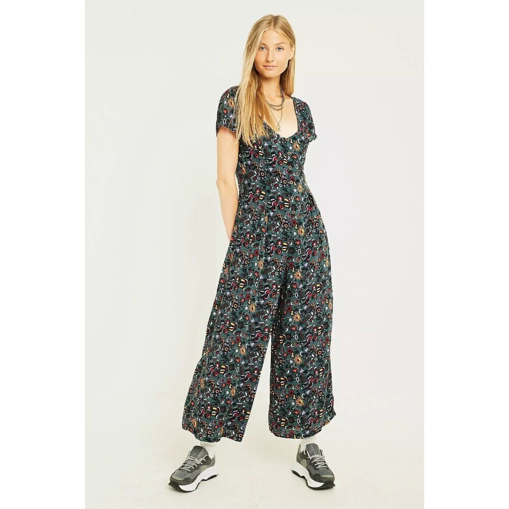 Women's Urban Outfitters Laura Floral Cropped Jumpsuit Size XS